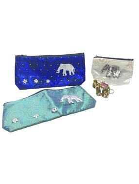 Elephant pouches With Zippers and elephant key chain Brand New